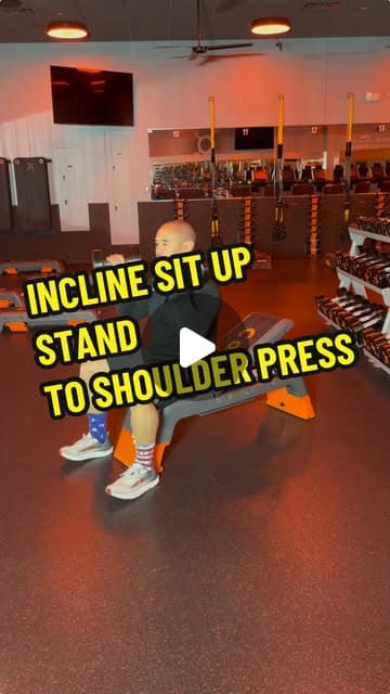 Incline Sit Up Stand to Shoulder Press