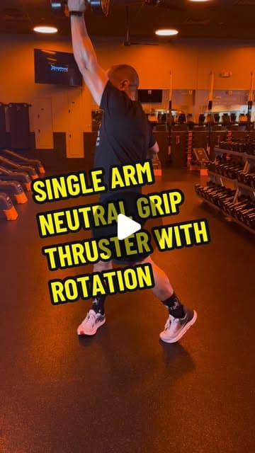 Single arm neutral grip thruster with rotation
