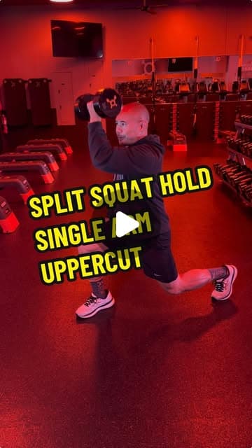 Split squat hold with single arm uppercut