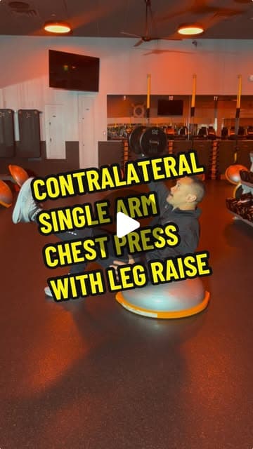 BOSU Contralateral Single Arm Chest Press with Leg Raise