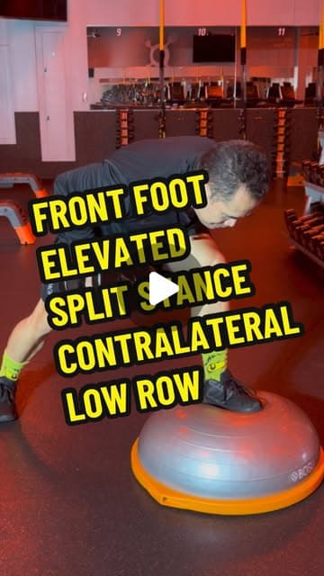 BOSU Front Foot Elevated Split Stance Contralateral Single Arm Low Row