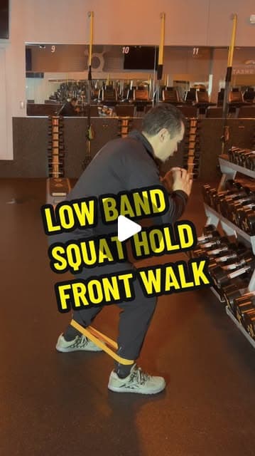 Low Band Squat Hold Front Walk