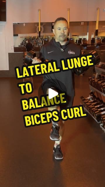 Lateral Lunge to Balance Biceps Curl