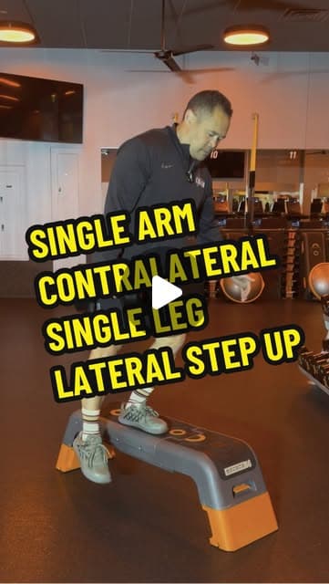 Single Arm Contralateral Single Leg Lateral Step Up