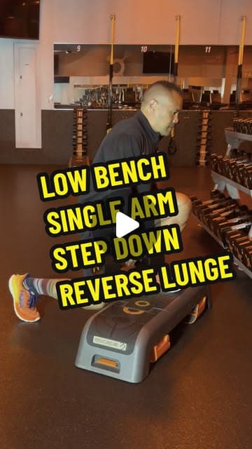 Low Bench Single Arm Step Down Reverse Lunge