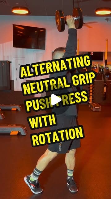 Alternating Single Arm Neutral Grip Push Press with Rotation