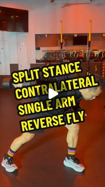 Split Stance Contralateral Single Arm Reverse Fly