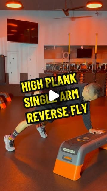 Bench High Plank Single Arm Reverse Fly