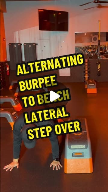 Alternating Burpee to Bench Lateral Step Over