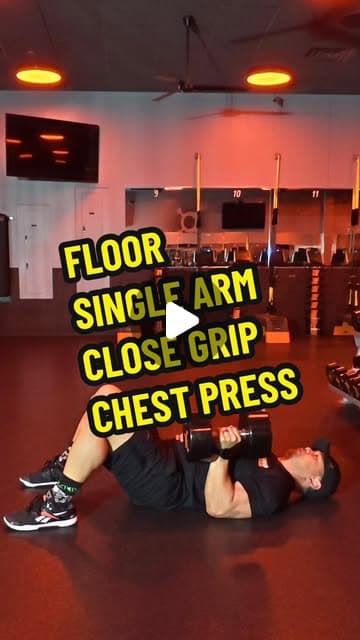Floor Single Arm Close Grip Chest Press