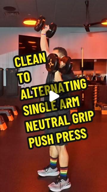 (Hang Power) Clean to Alternating Single Arm Neutral Grip Push Press