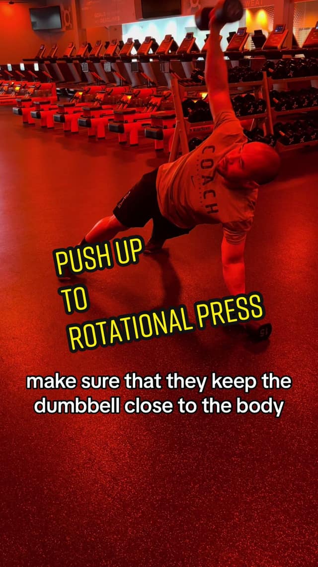 Push up to rotational dumbbell press TikTok preview