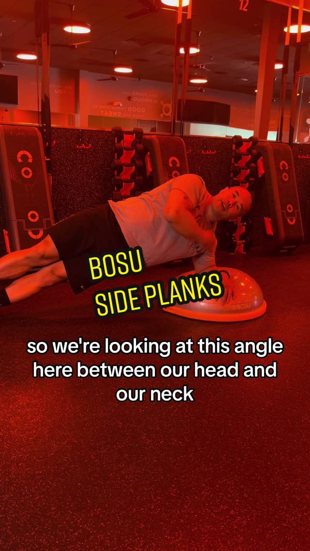 Side plank positioning on the BOSU TikTok preview