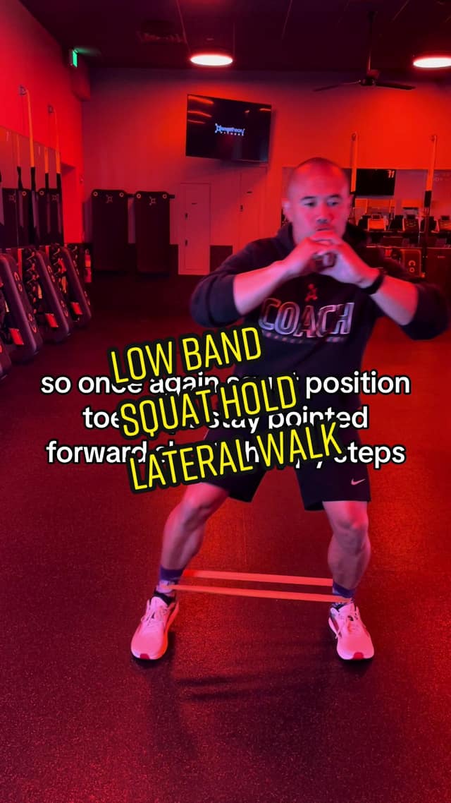 Low band squat hold lateral walk TikTok preview