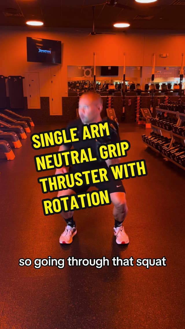 Single arm neutral grip thruster with rotation TikTok preview