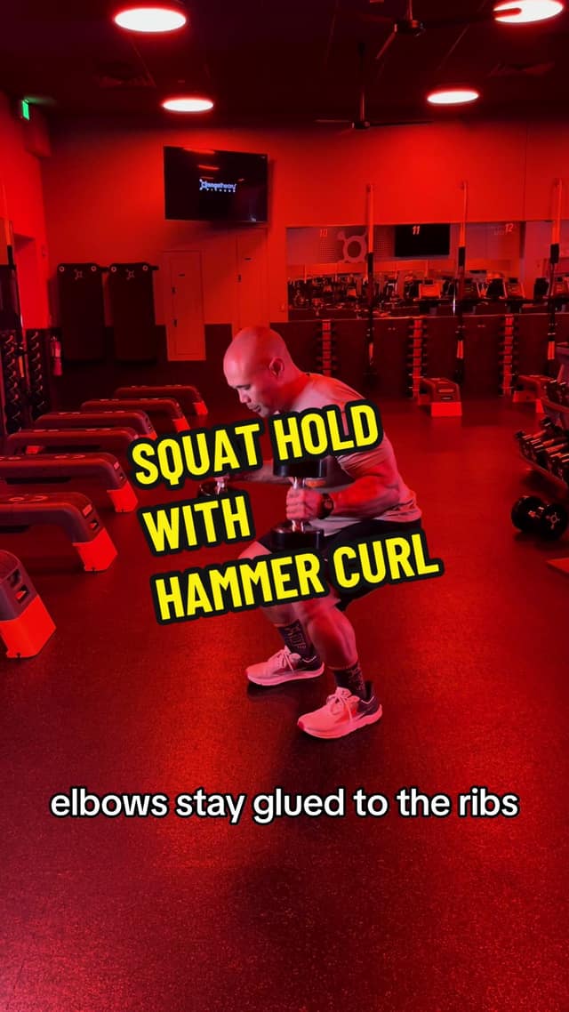 Squat hold with hammer curl TikTok preview