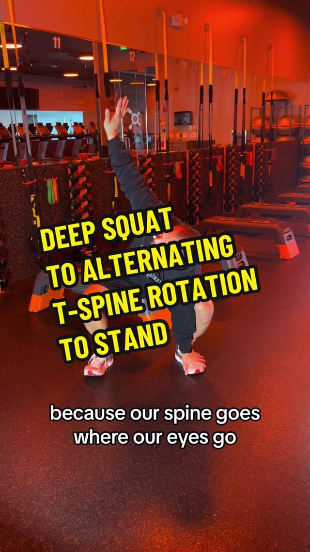 Deep Squat to Alternating T-Spine Rotation to Stand TikTok preview