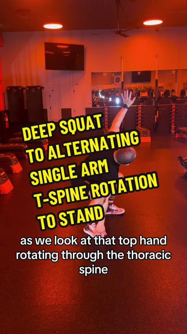 Deep Squat to Alternating T-Spine Rotation to Stand TikTok preview
