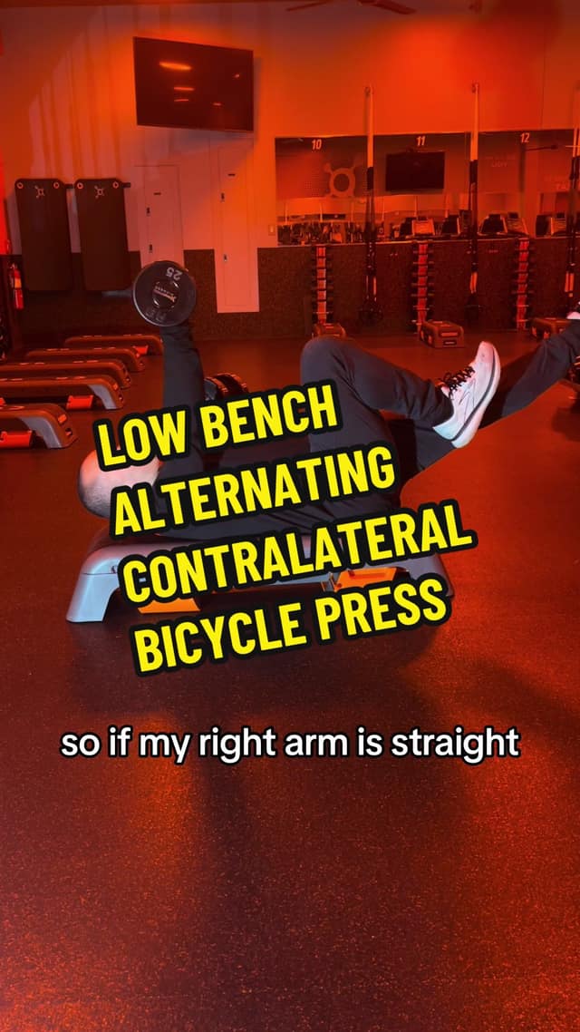 Low Bench Alternating Contralateral Bicycle Press TikTok preview
