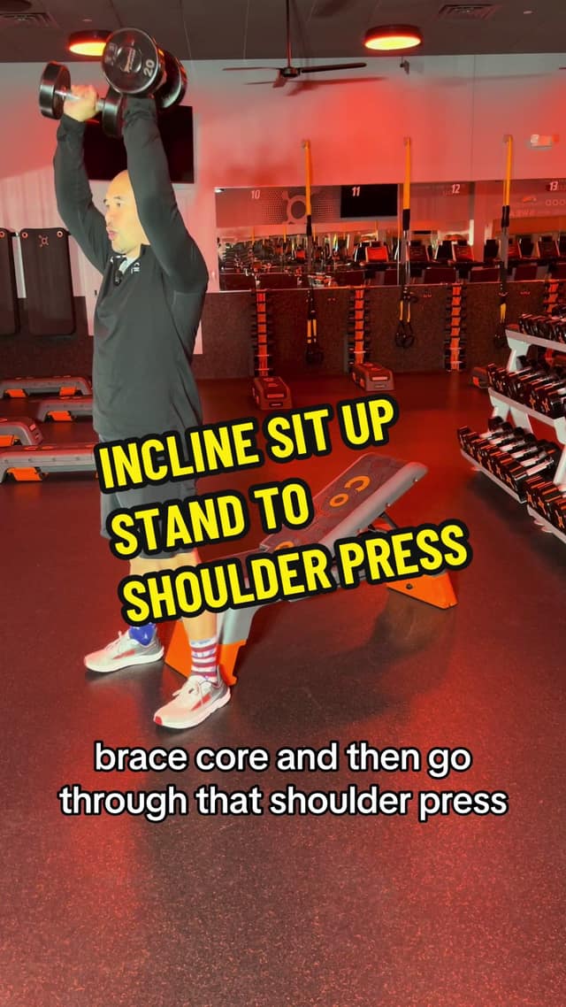 Incline Sit Up Stand to Shoulder Press TikTok preview