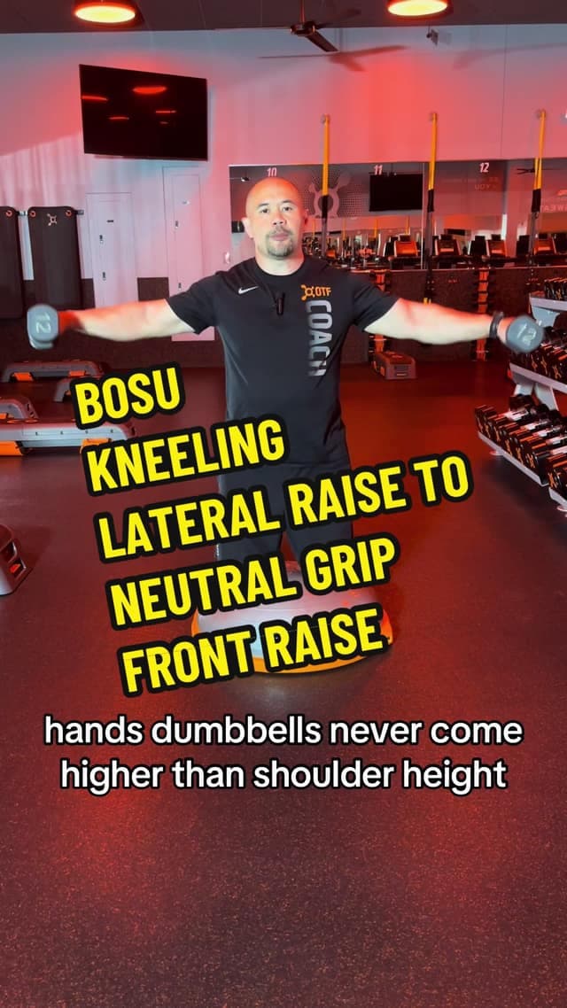 BOSU Kneeling Lateral Raise to Neutral-Grip Front Raise TikTok preview