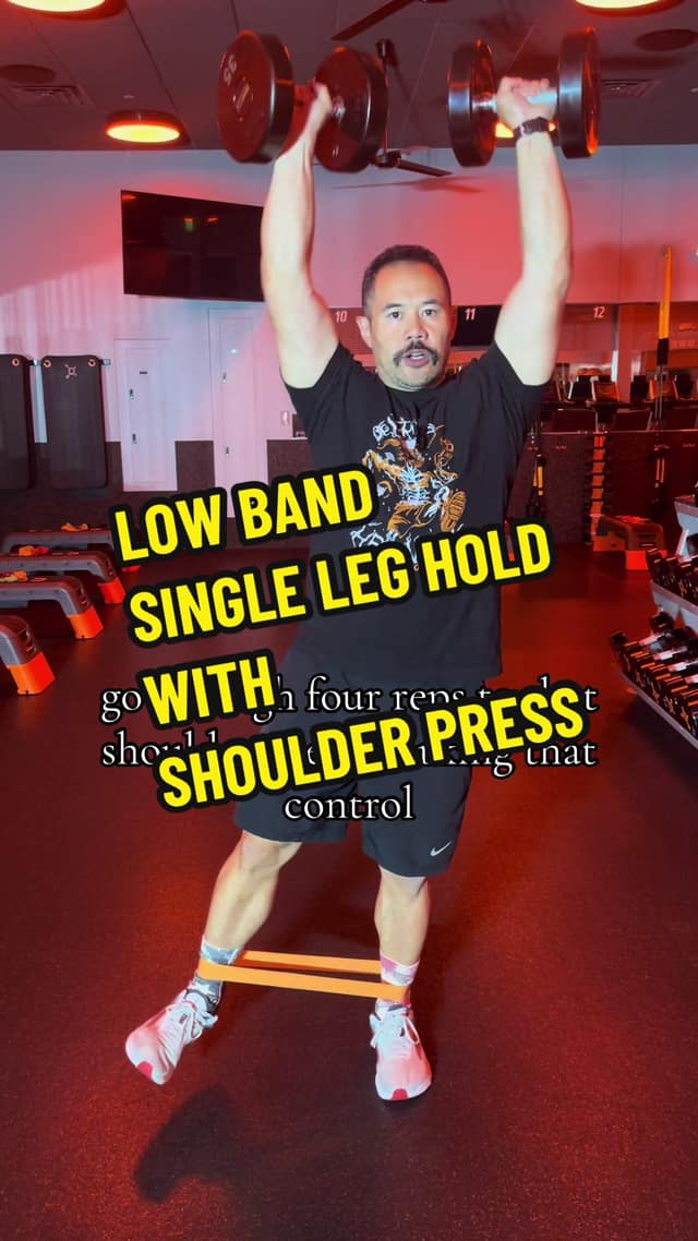 Low Band Single Leg Hold with Shoulder Press TikTok preview