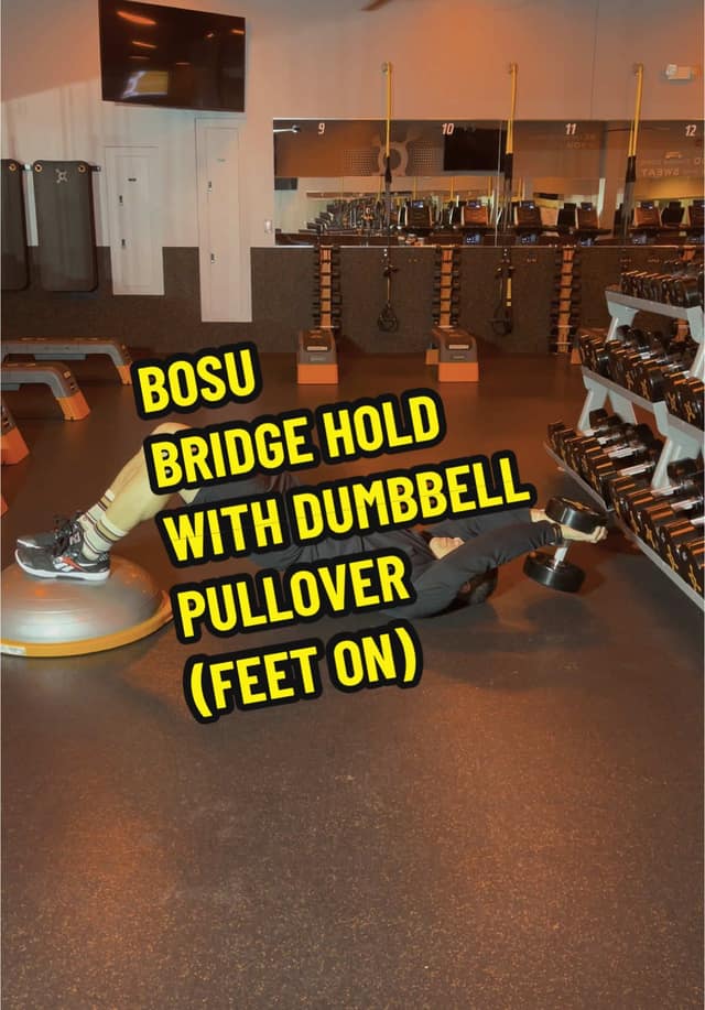 BOSU Bridge Hold with Dumbbell Pullover TikTok preview