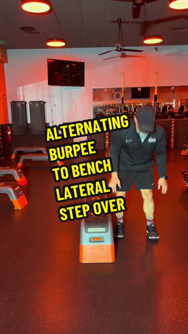 Alternating Burpee to Bench Lateral Step Over TikTok preview